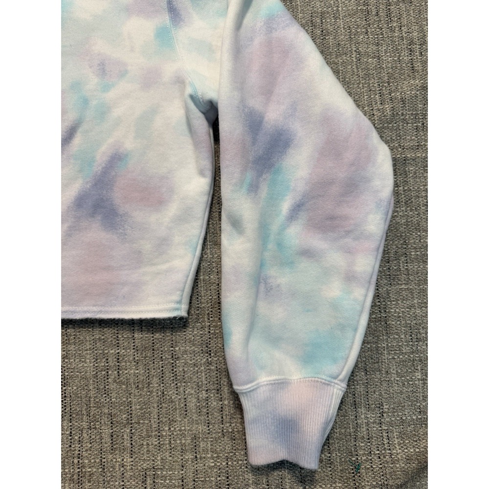 Hollister Womens Sweatshirt XSmall Pink White‎ Blue Jumper Cropped Tie Dye - Picture 12 of 12